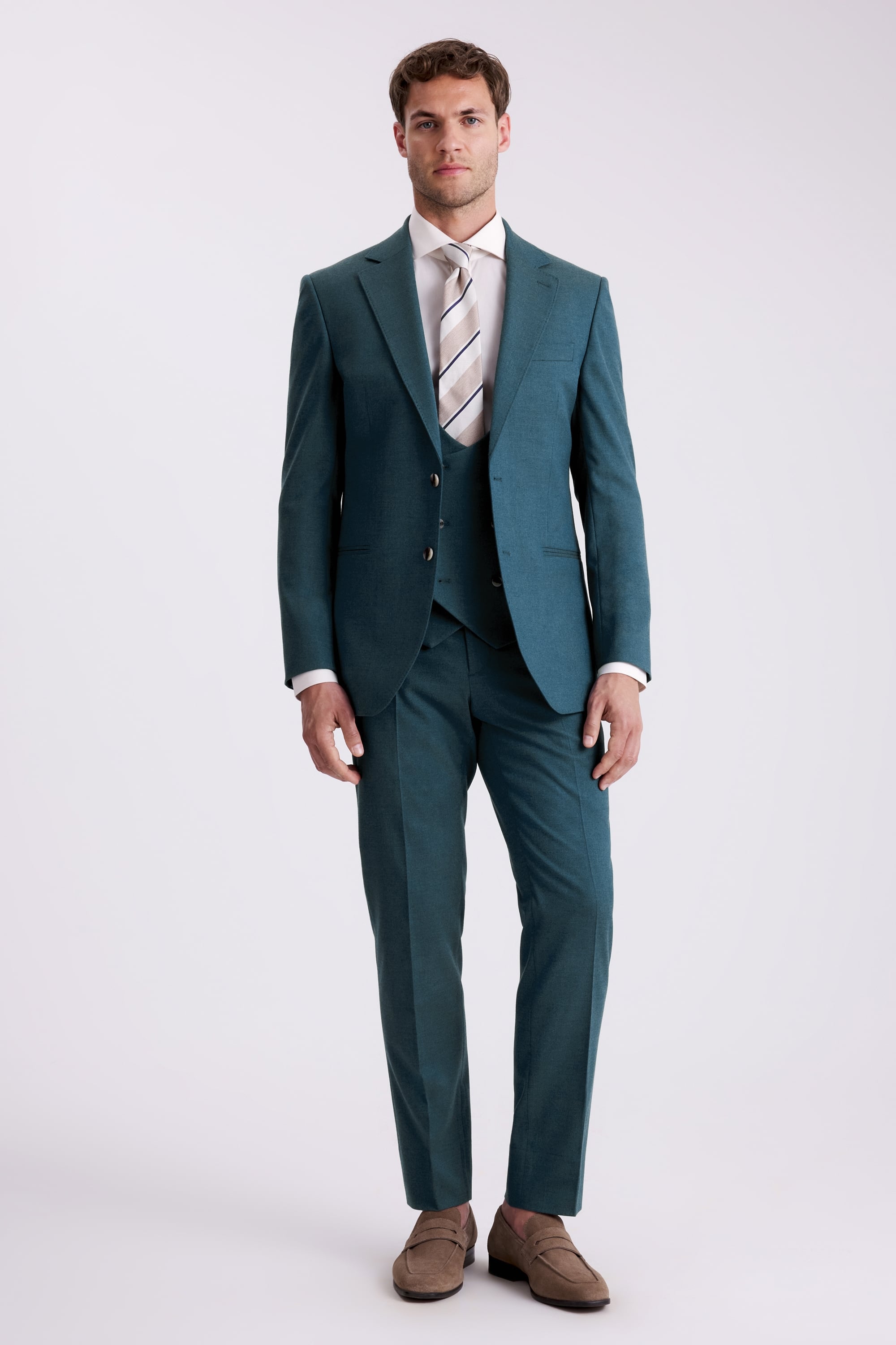 Tailored Fit Teal Flannel Suit