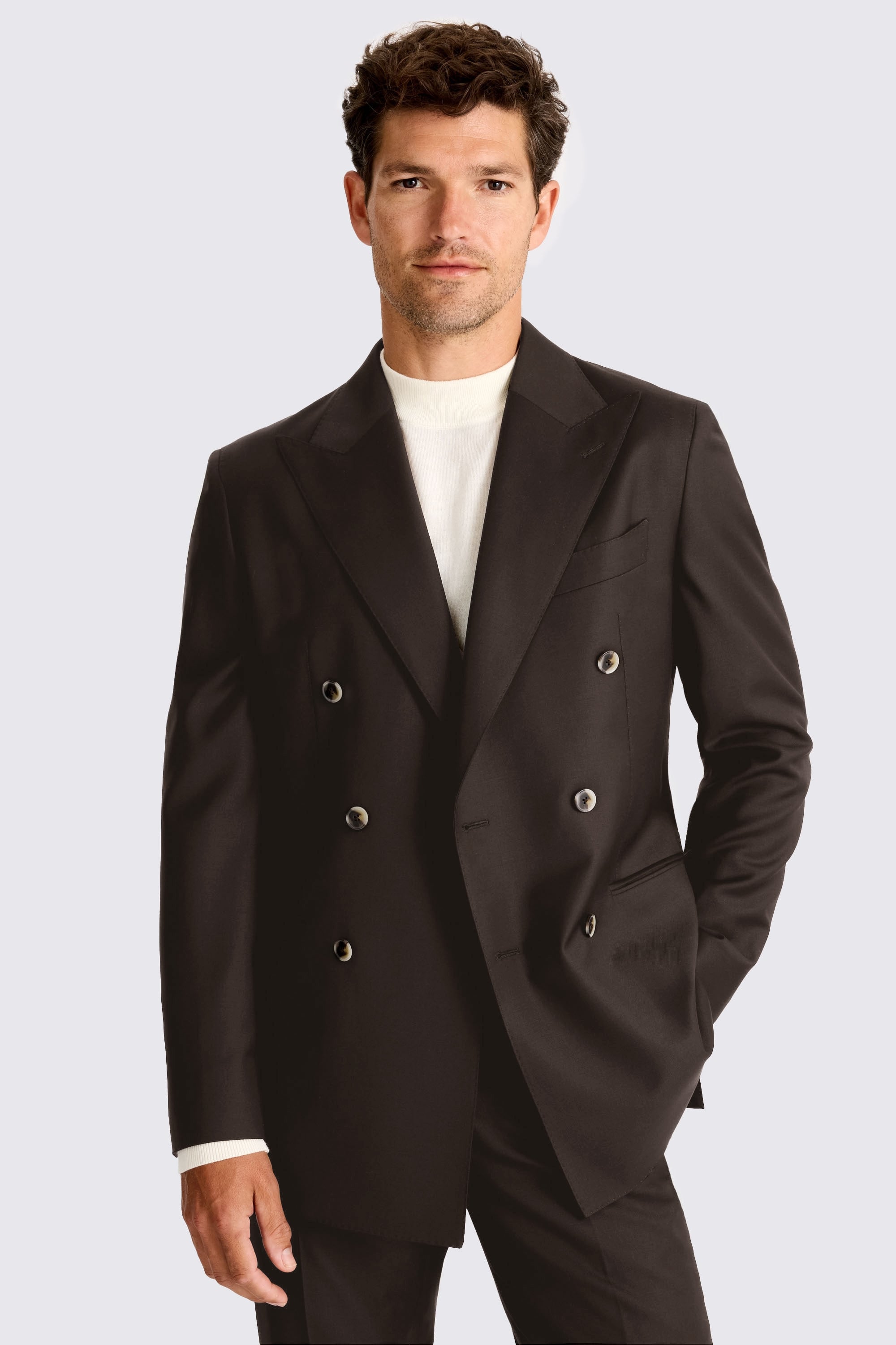 Italian Tailored Fit Brown Twill Suit