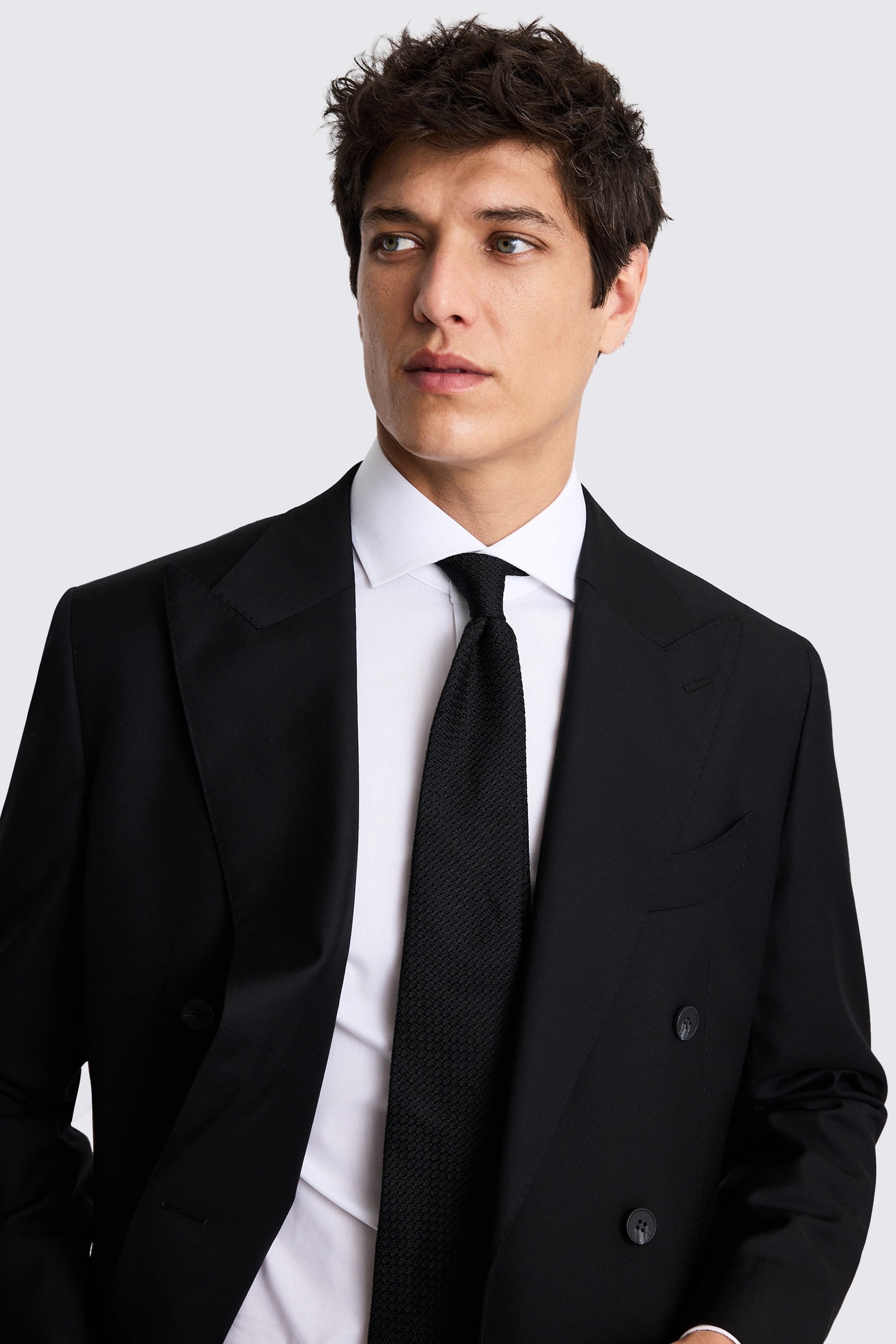 Italian Tailored Fit Black Twill Suit