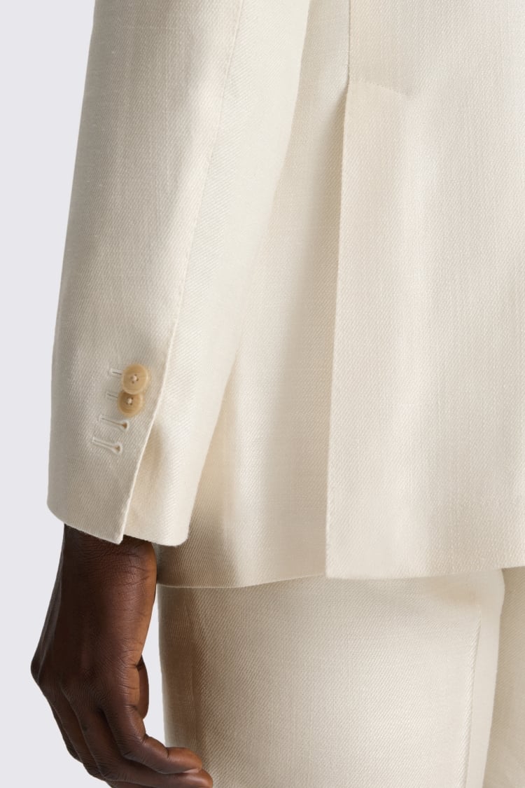 Italian Tailored Fit Off White Twill Suit