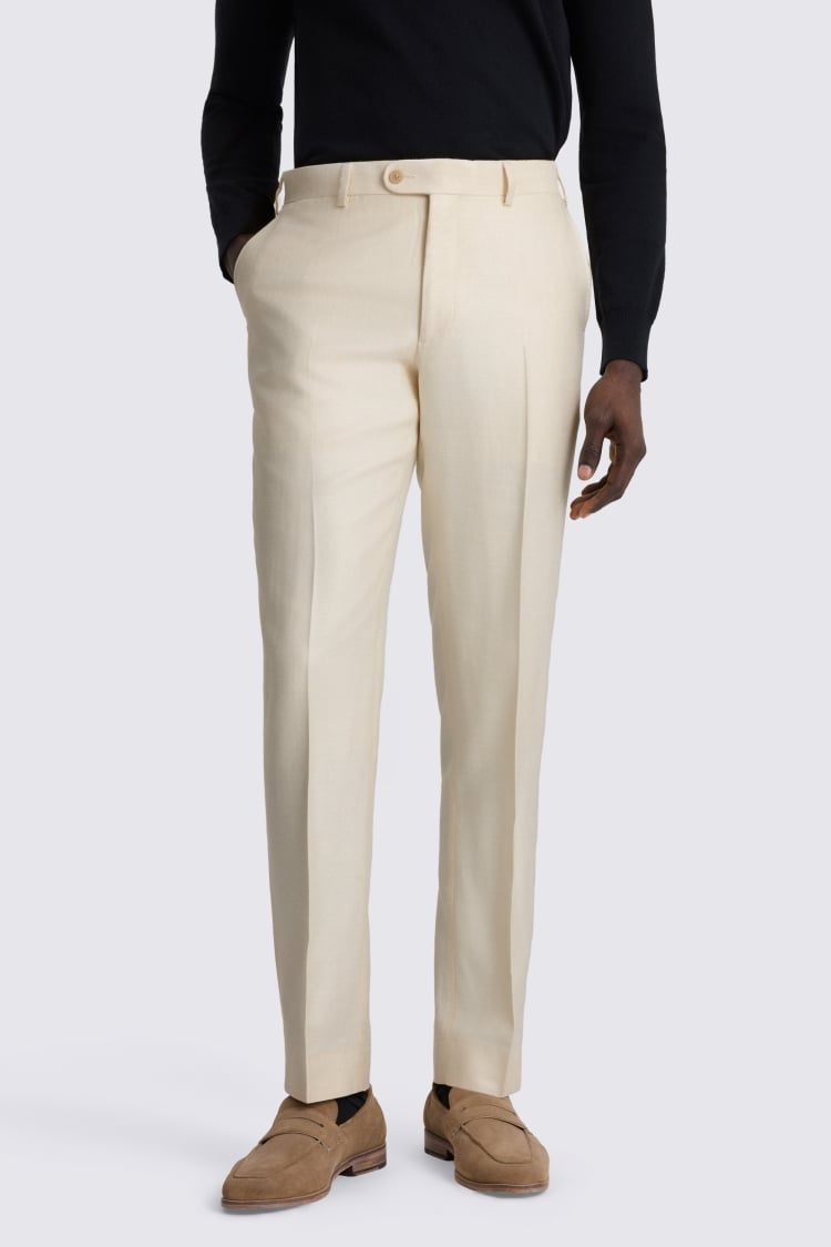Italian Tailored Fit Off White Twill Suit
