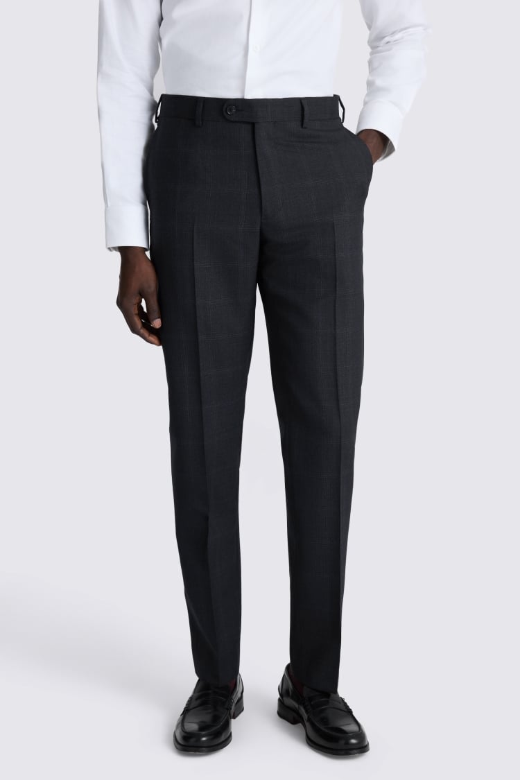 Italian Tailored Fit Navy Check Suit