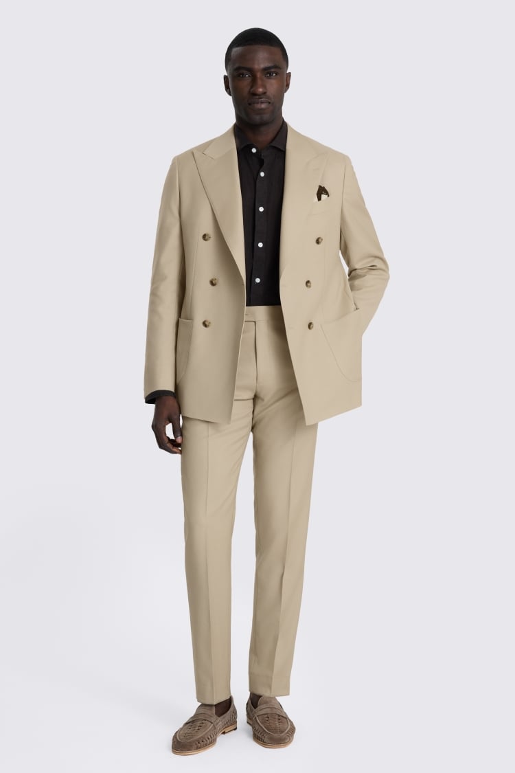 Italian Tailored Fit Latte Twill Suit