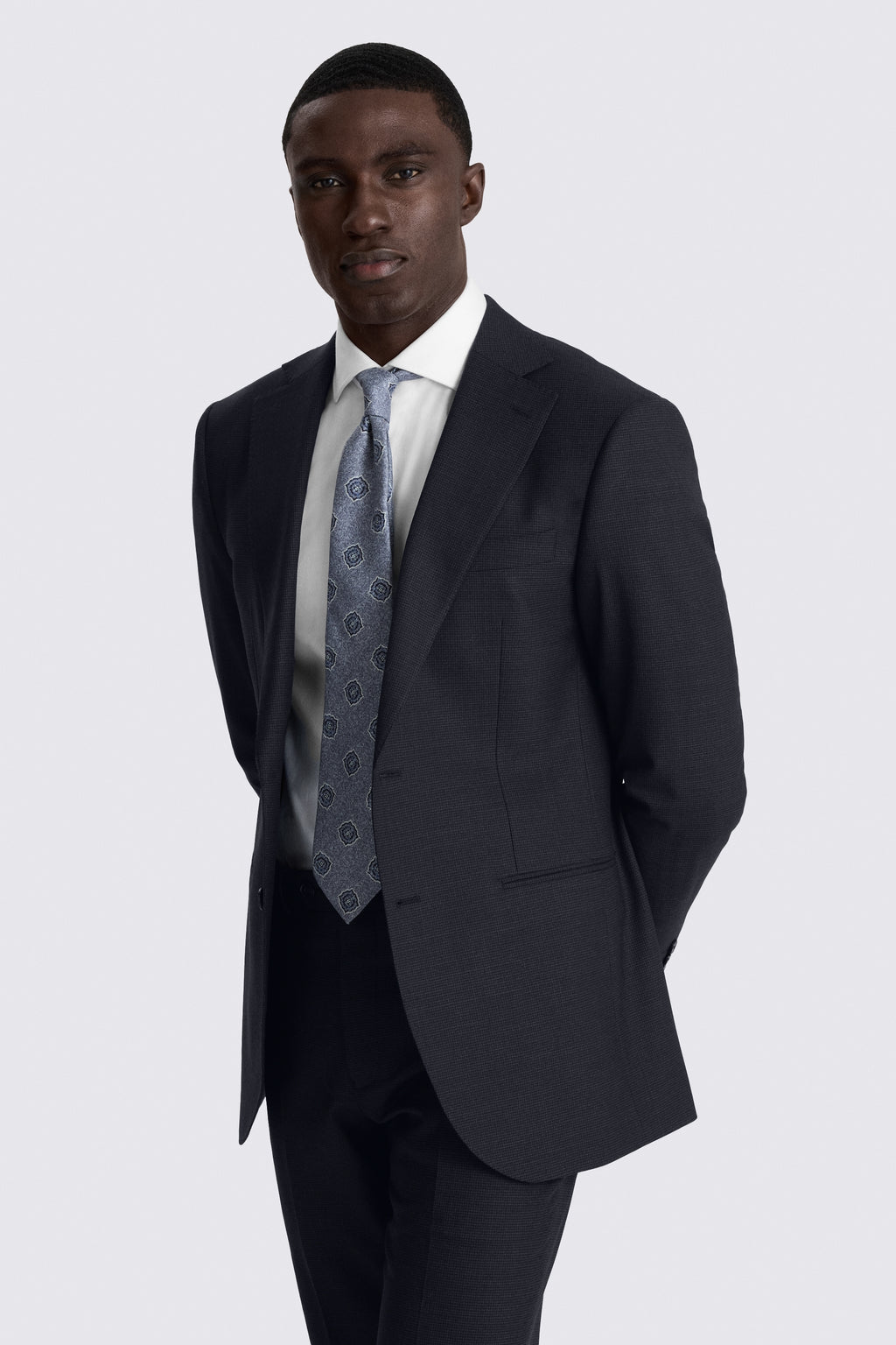 Tailored Fit Navy Puppytooth Performance Suit