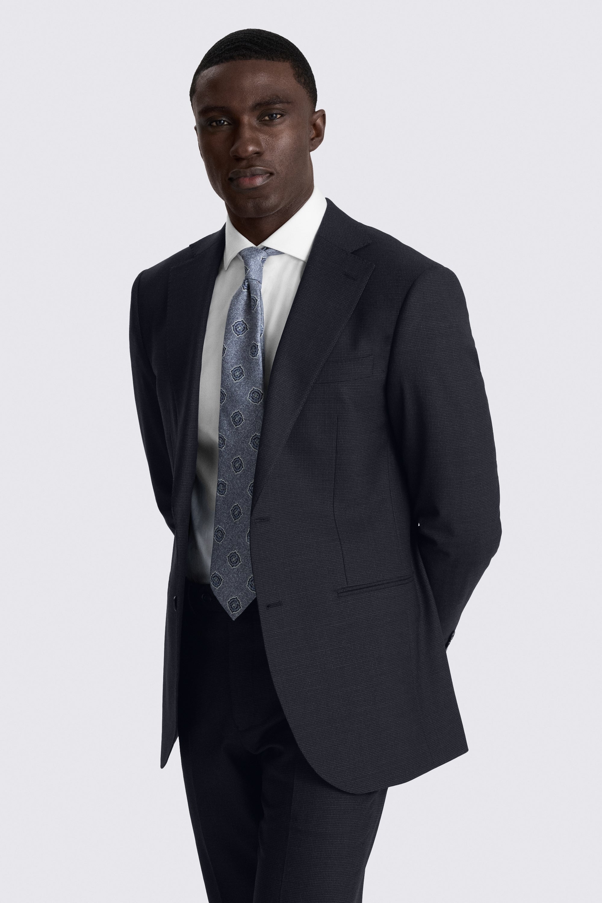 Tailored Fit Navy Puppytooth Performance Suit