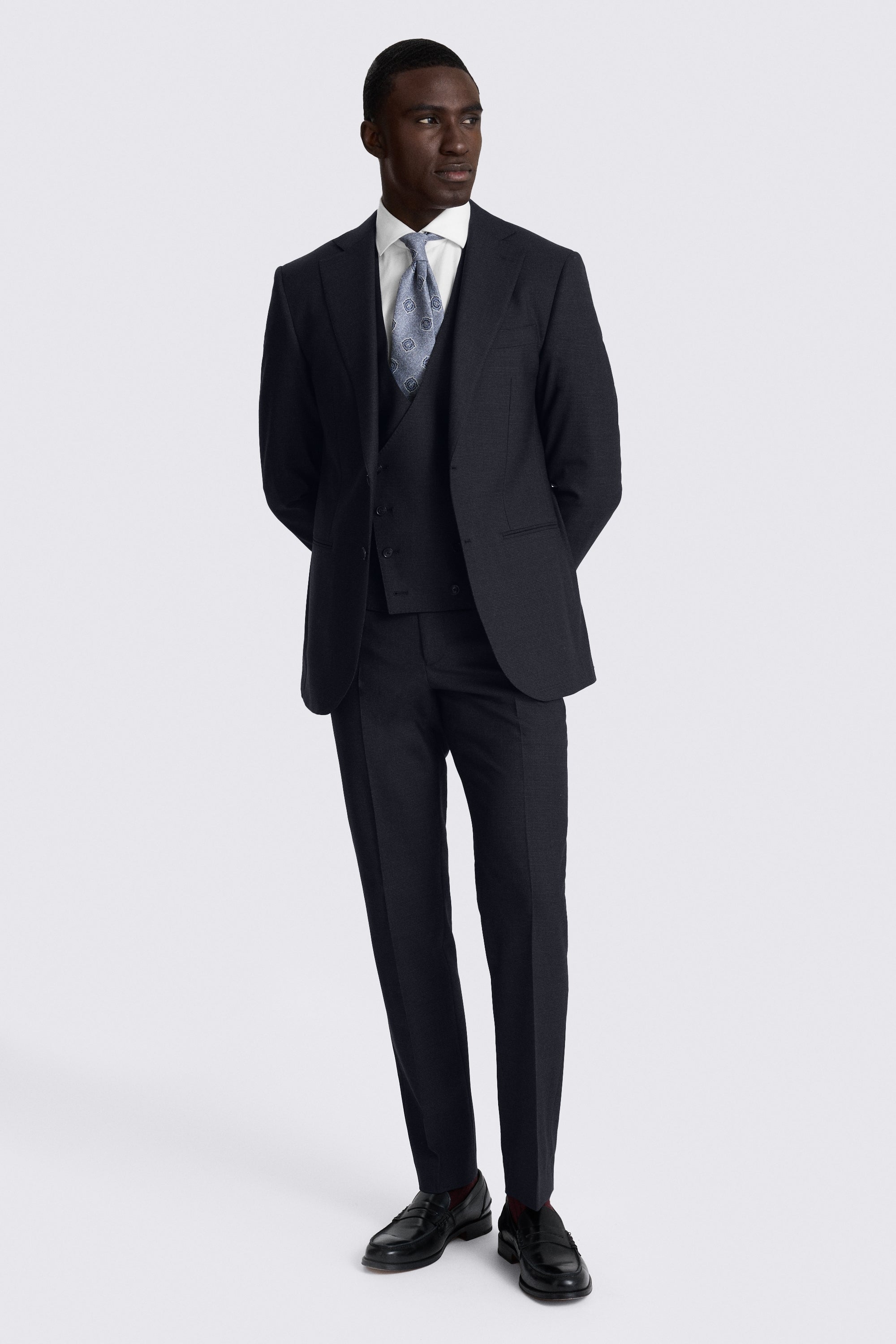 Tailored Fit Navy Puppytooth Performance Suit