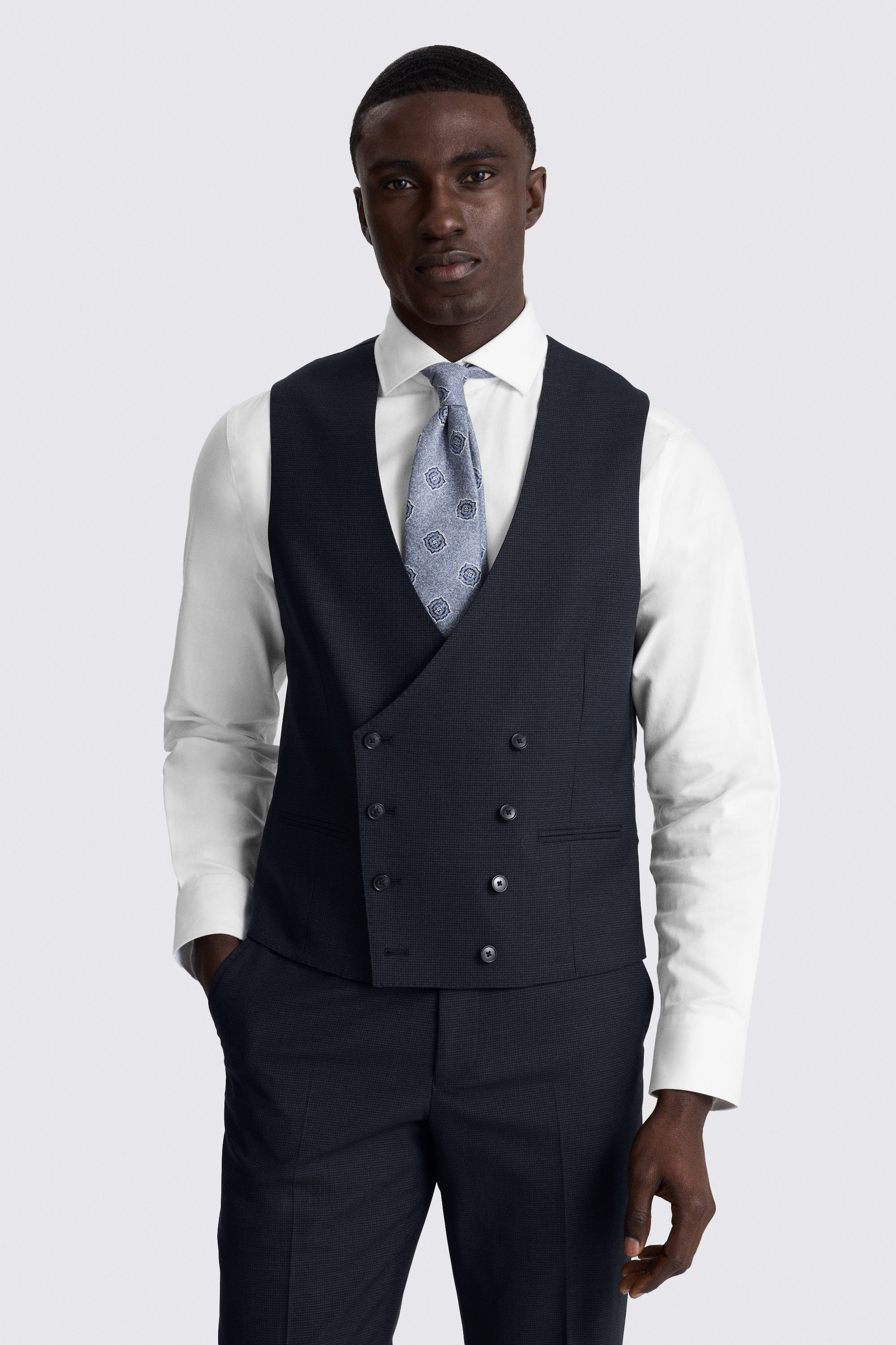 Tailored Fit Navy Puppytooth Performance Suit
