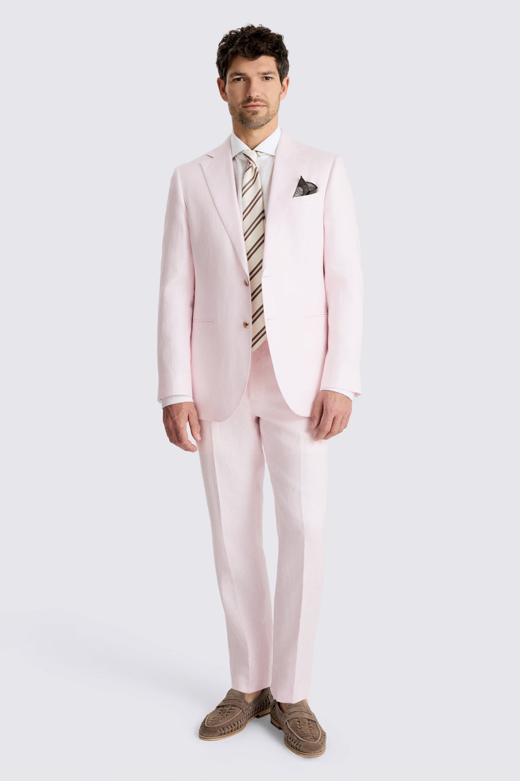 Tailored Fit Pale Pink Linen Suit