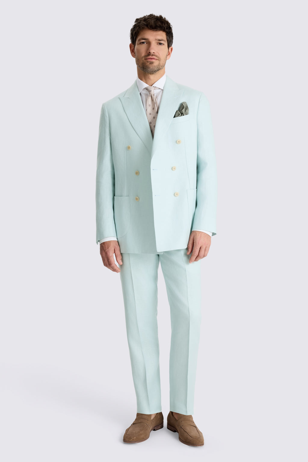 Tailored Fit Aqua Linen Suit