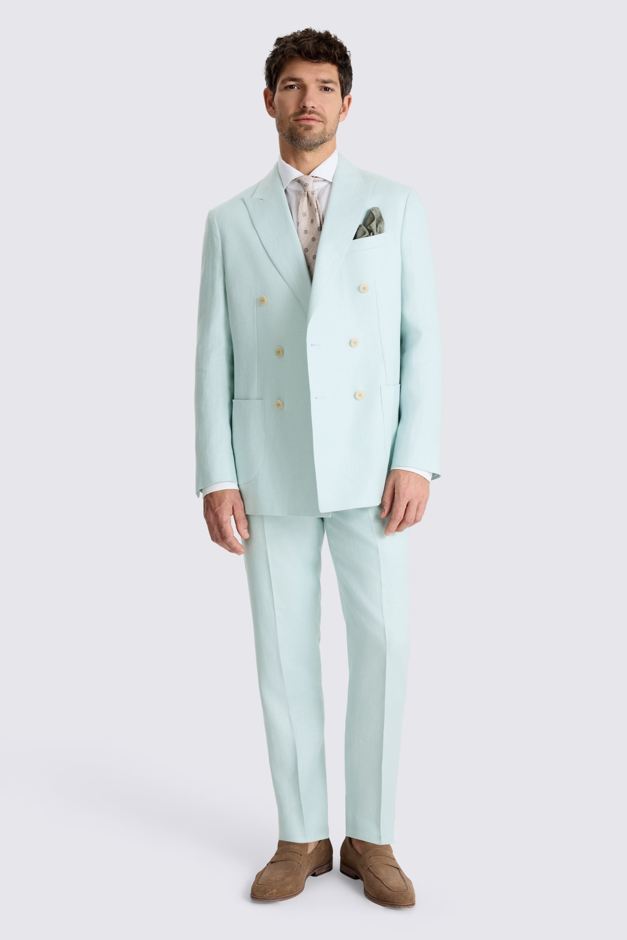 Tailored Fit Aqua Linen Suit
