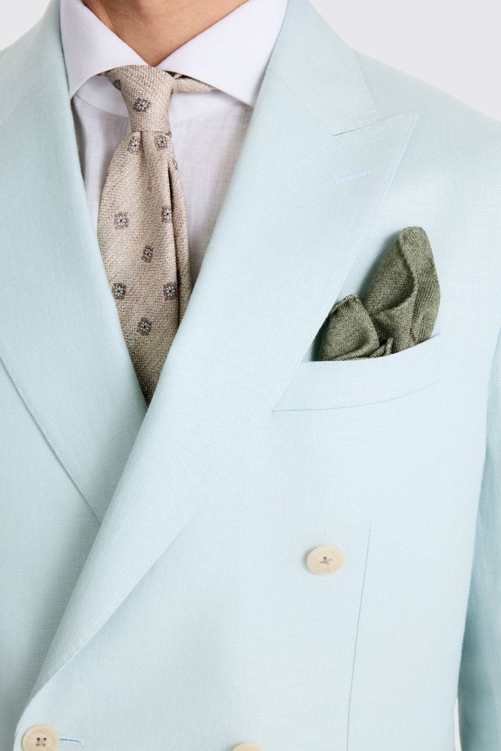 Tailored Fit Aqua Linen Suit