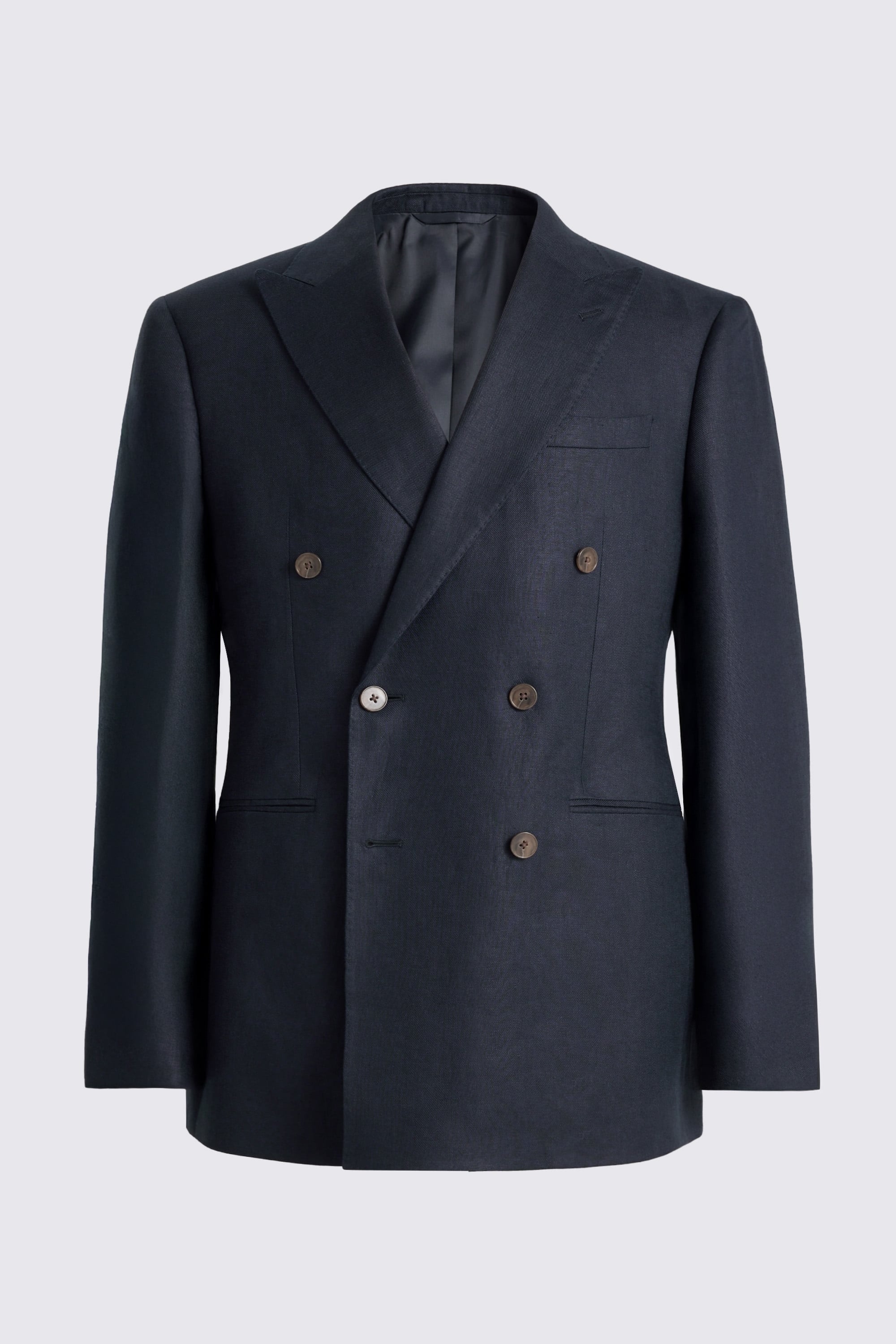 Tailored Fit Navy Twill Linen Suit