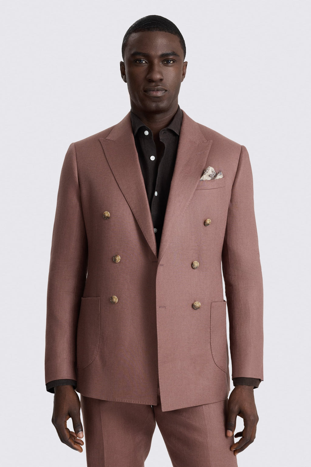 Slim Fit Mauve Twill Linen Suit