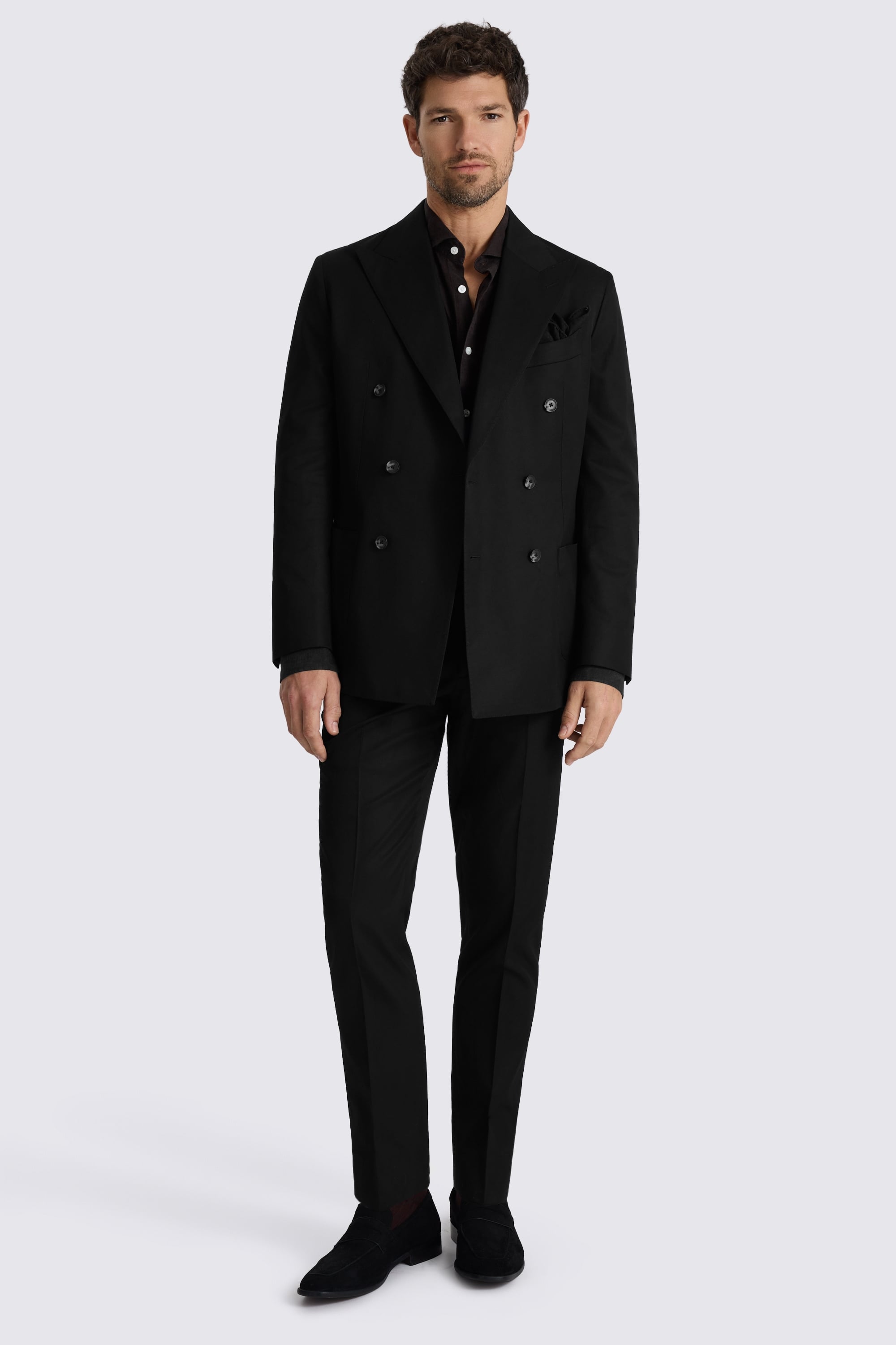 Italian Tailored Fit Black Cotton Suit