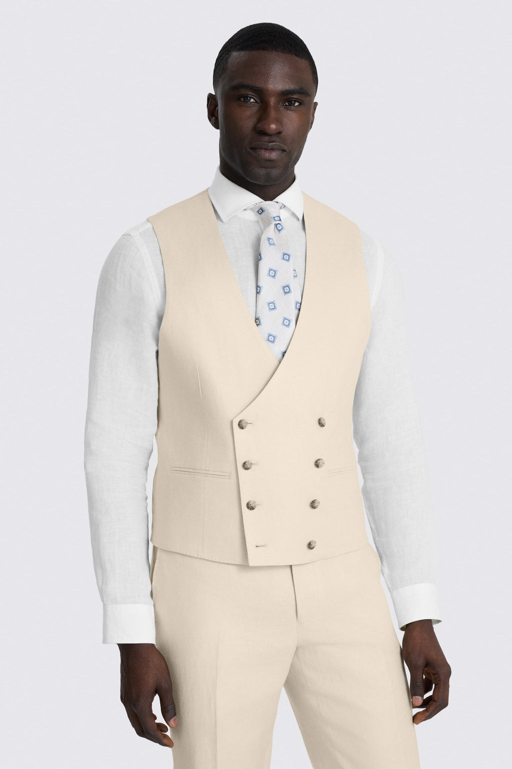 Tailored Fit Neutral Twill Linen Suit
