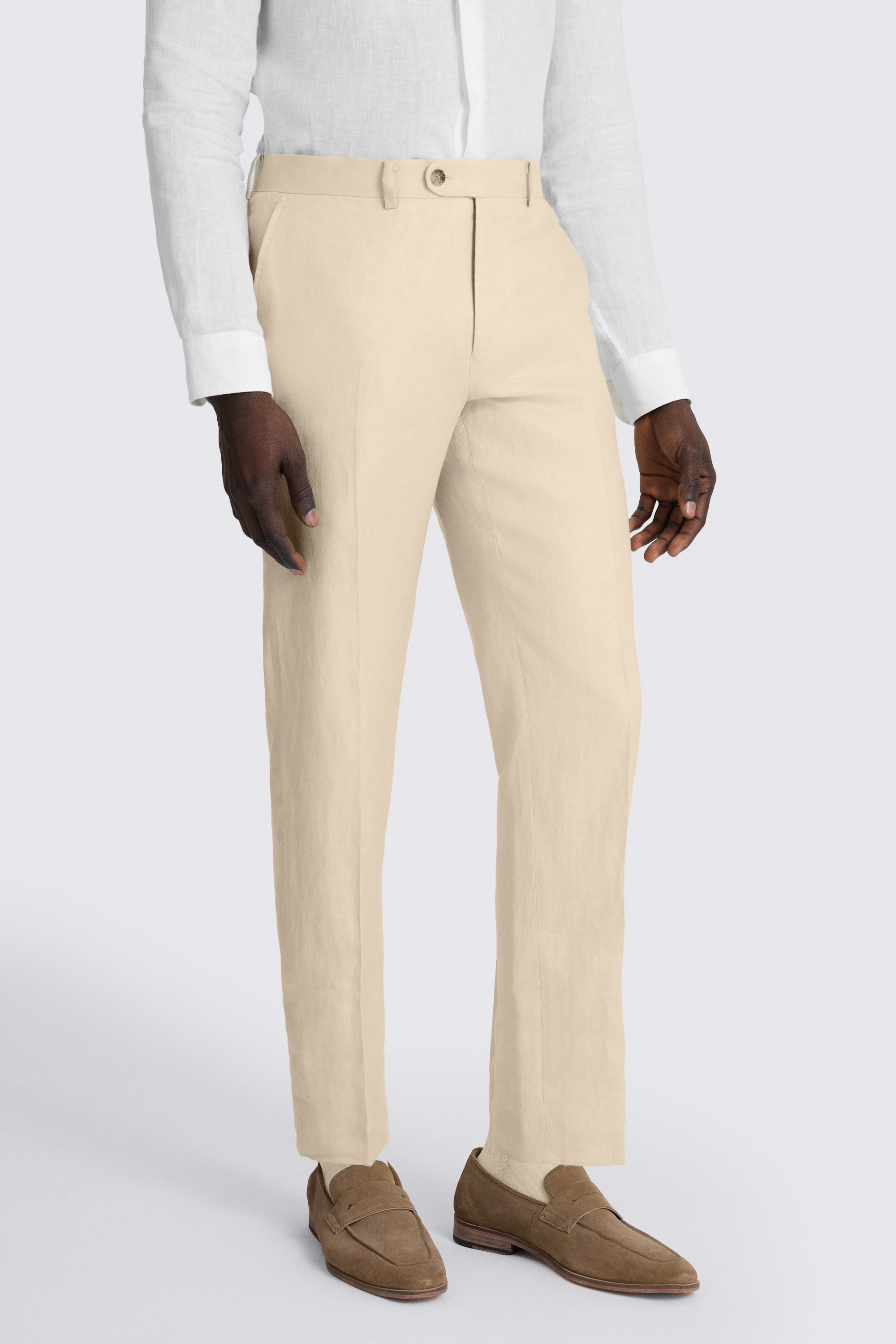 Tailored Fit Neutral Twill Linen Suit