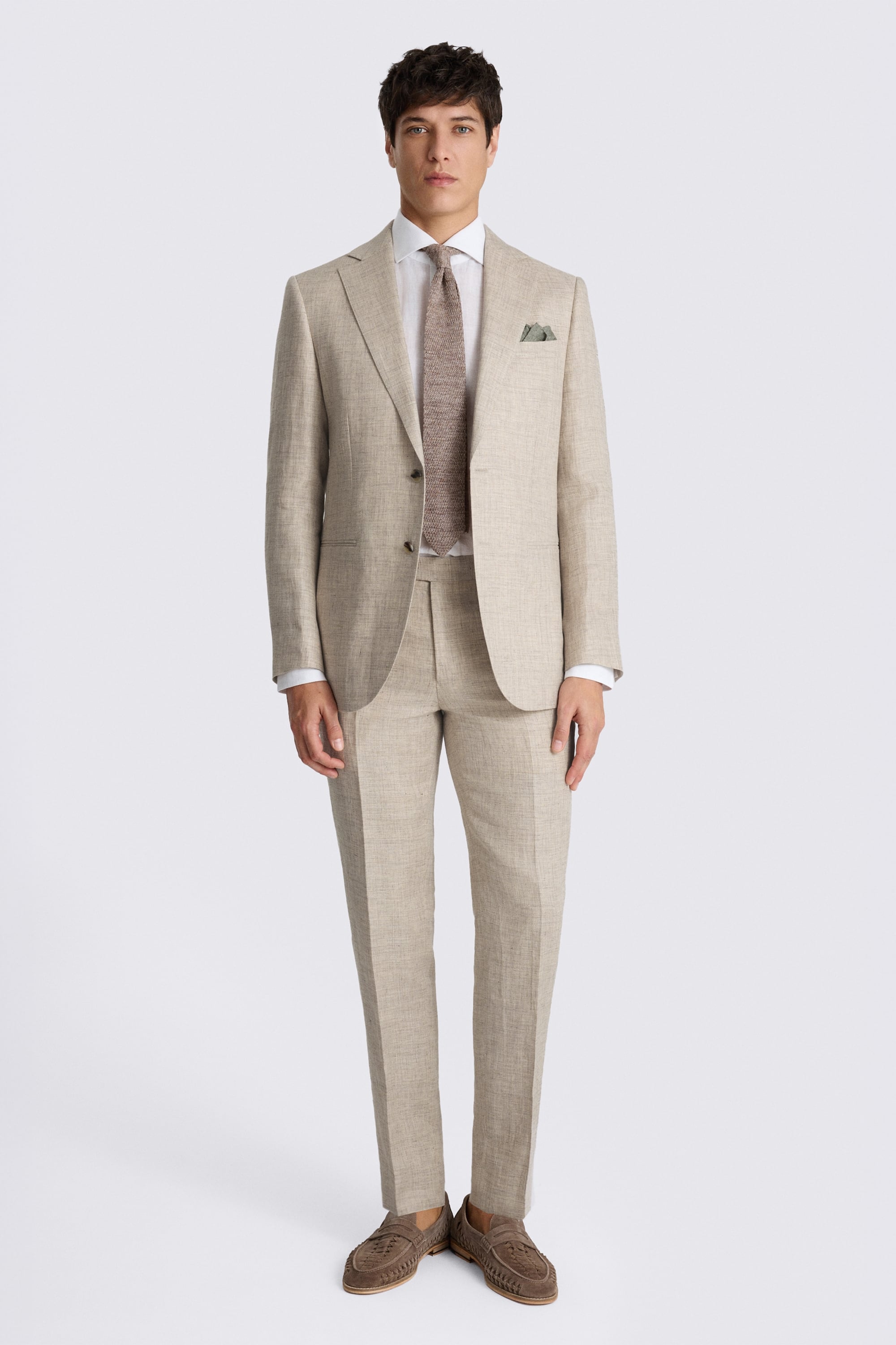 Tailored Fit Neutral Linen Suit