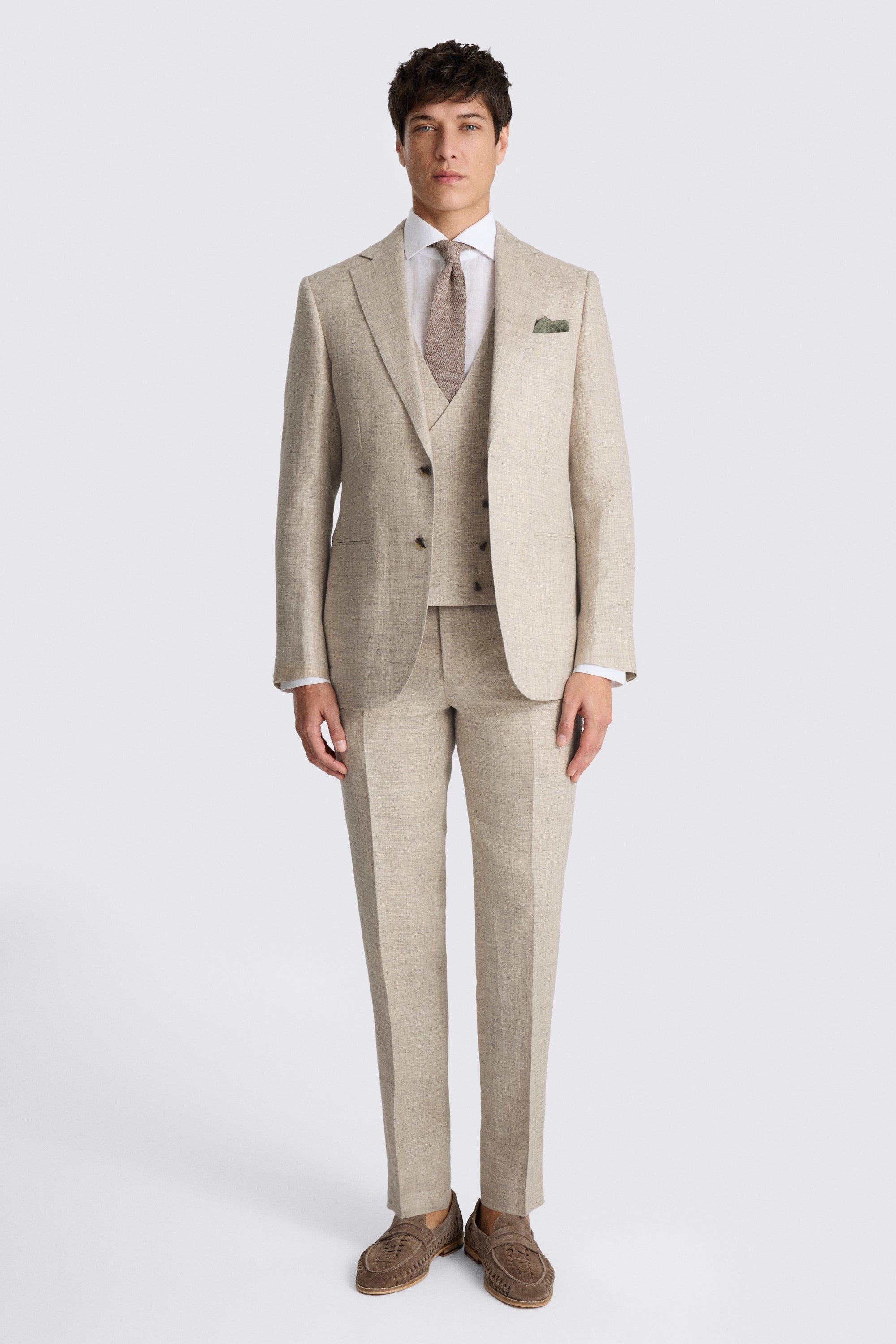 Tailored Fit Neutral Linen Suit