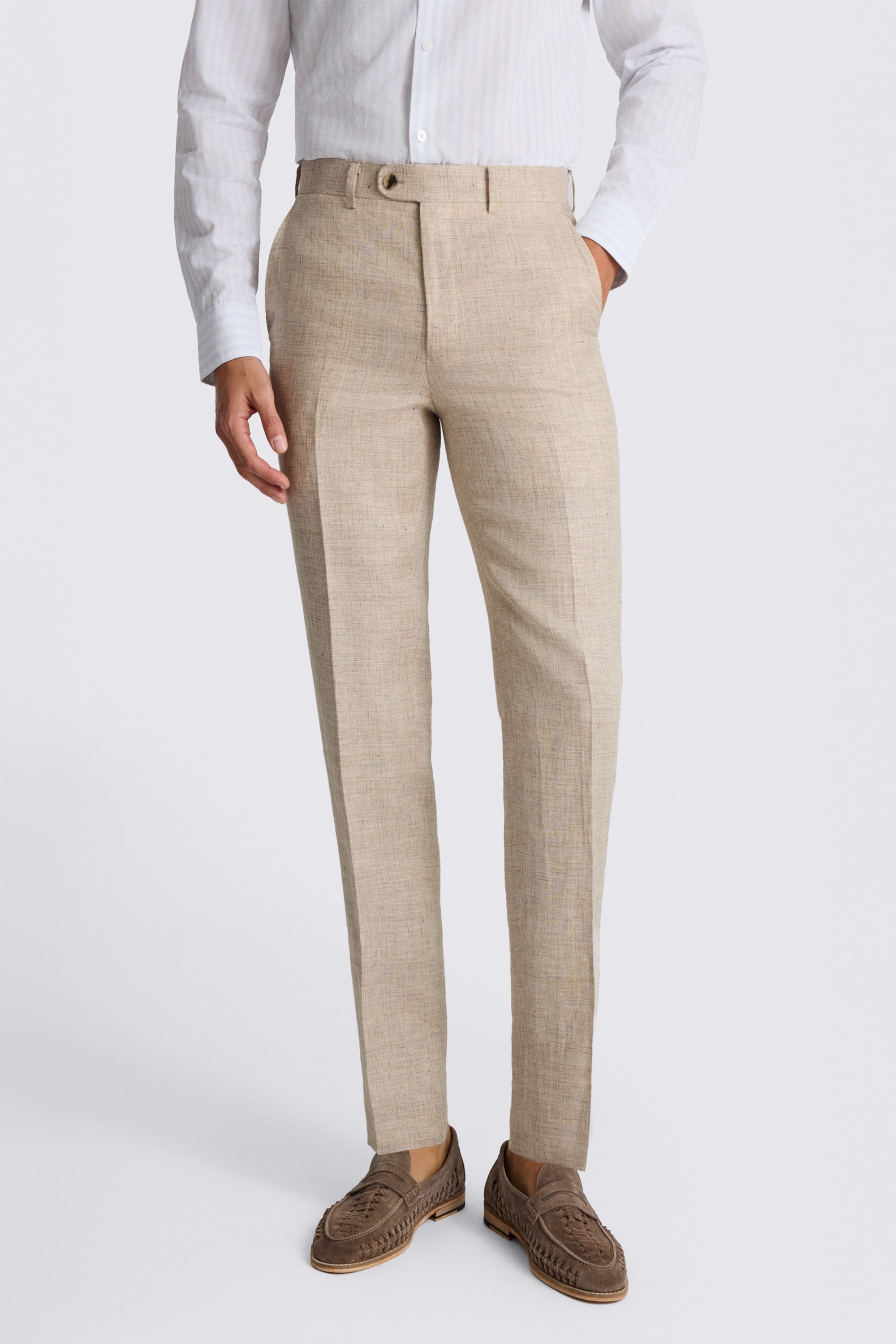 Tailored Fit Neutral Linen Suit