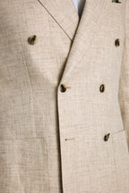 Tailored Fit Neutral Delave Linen Suit