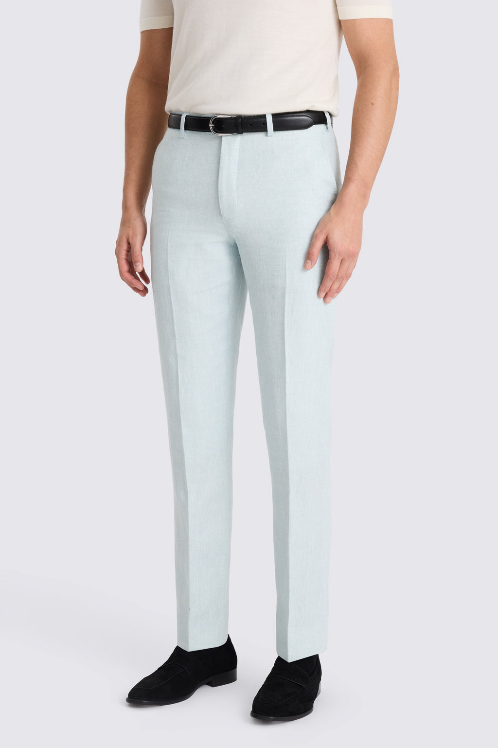 Italian Tailored Fit Aqua Linen-blend Suit