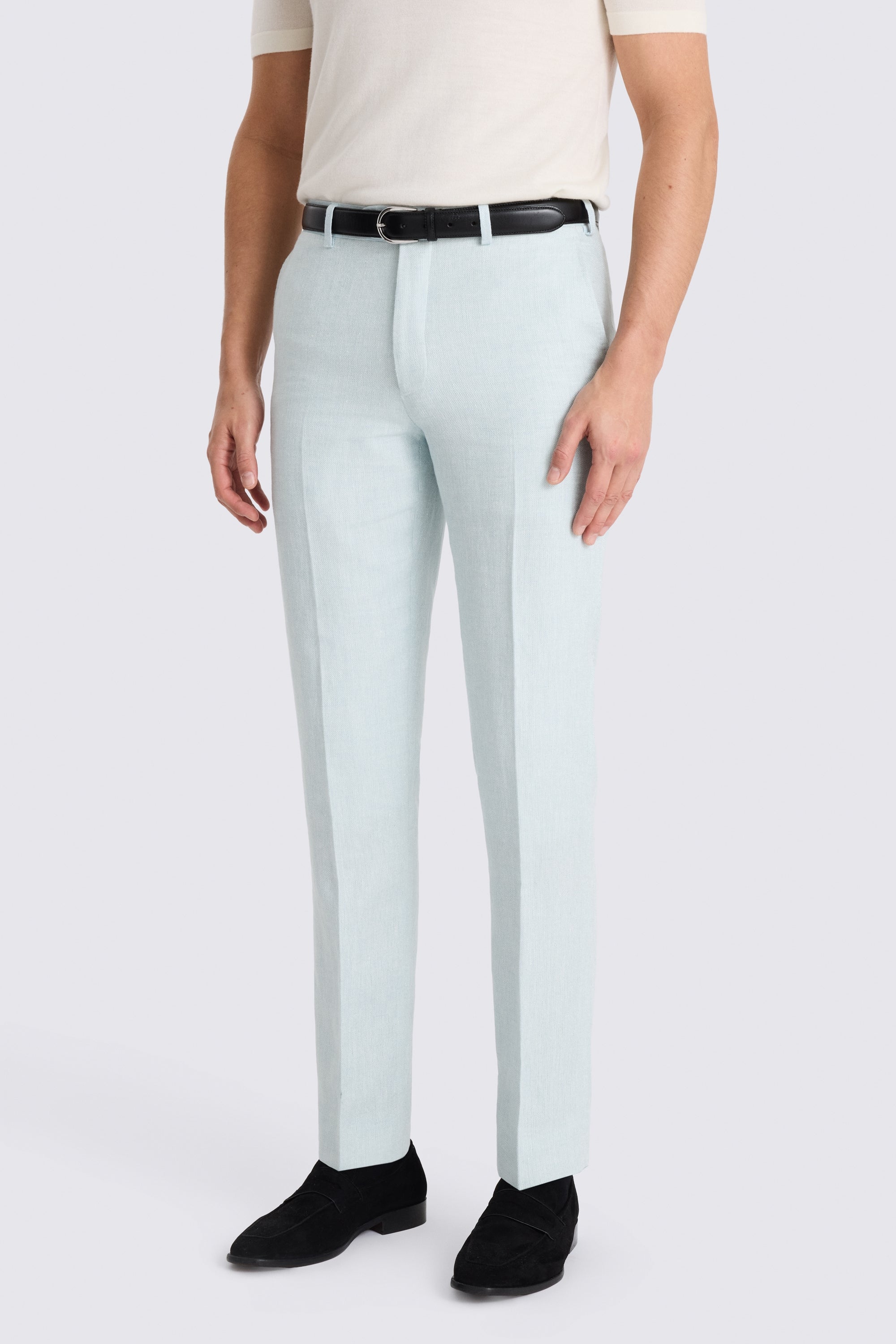 Italian Tailored Fit Aqua Linen-blend Suit