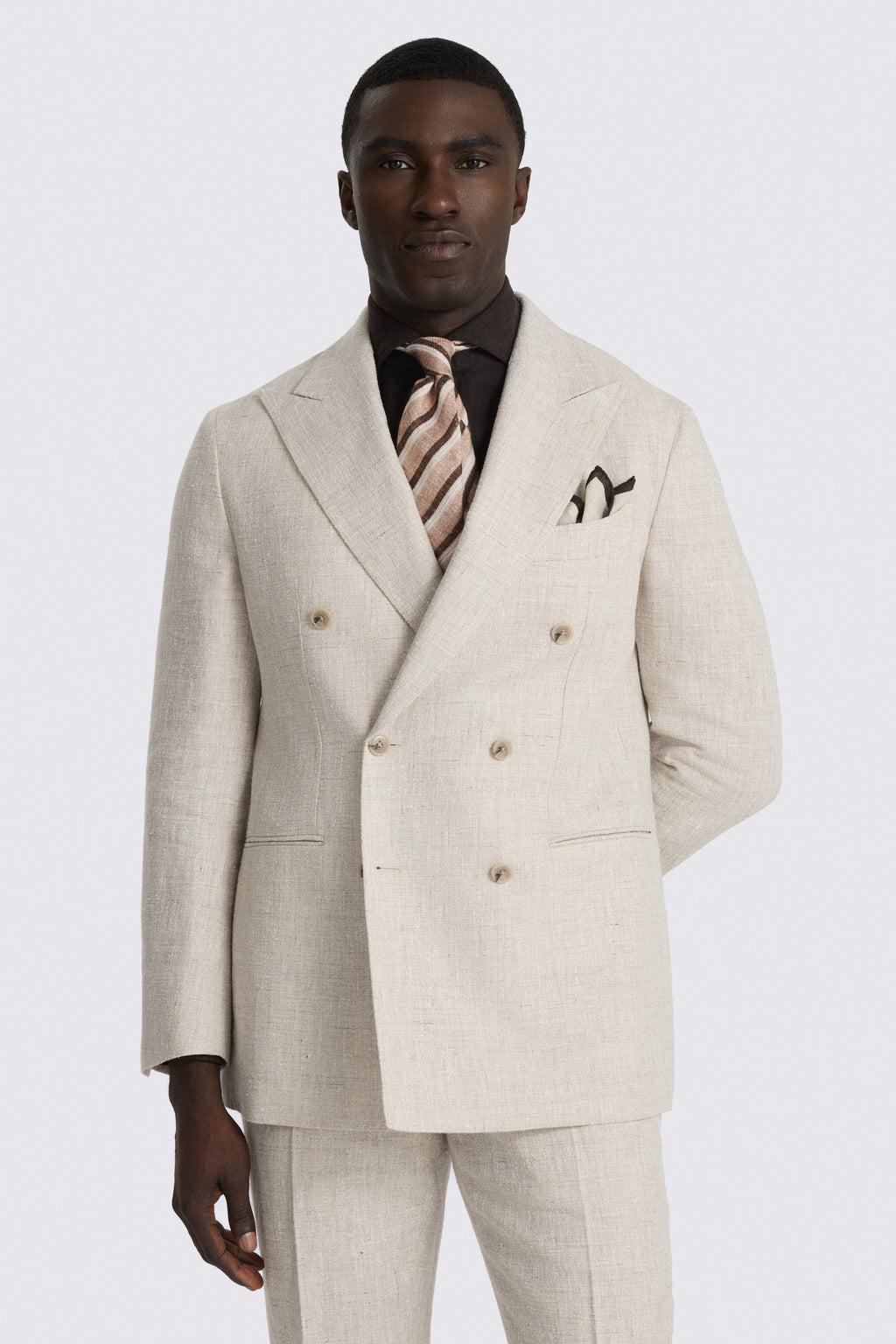 Italian Tailored Fit Neutral Linen-blend Suit