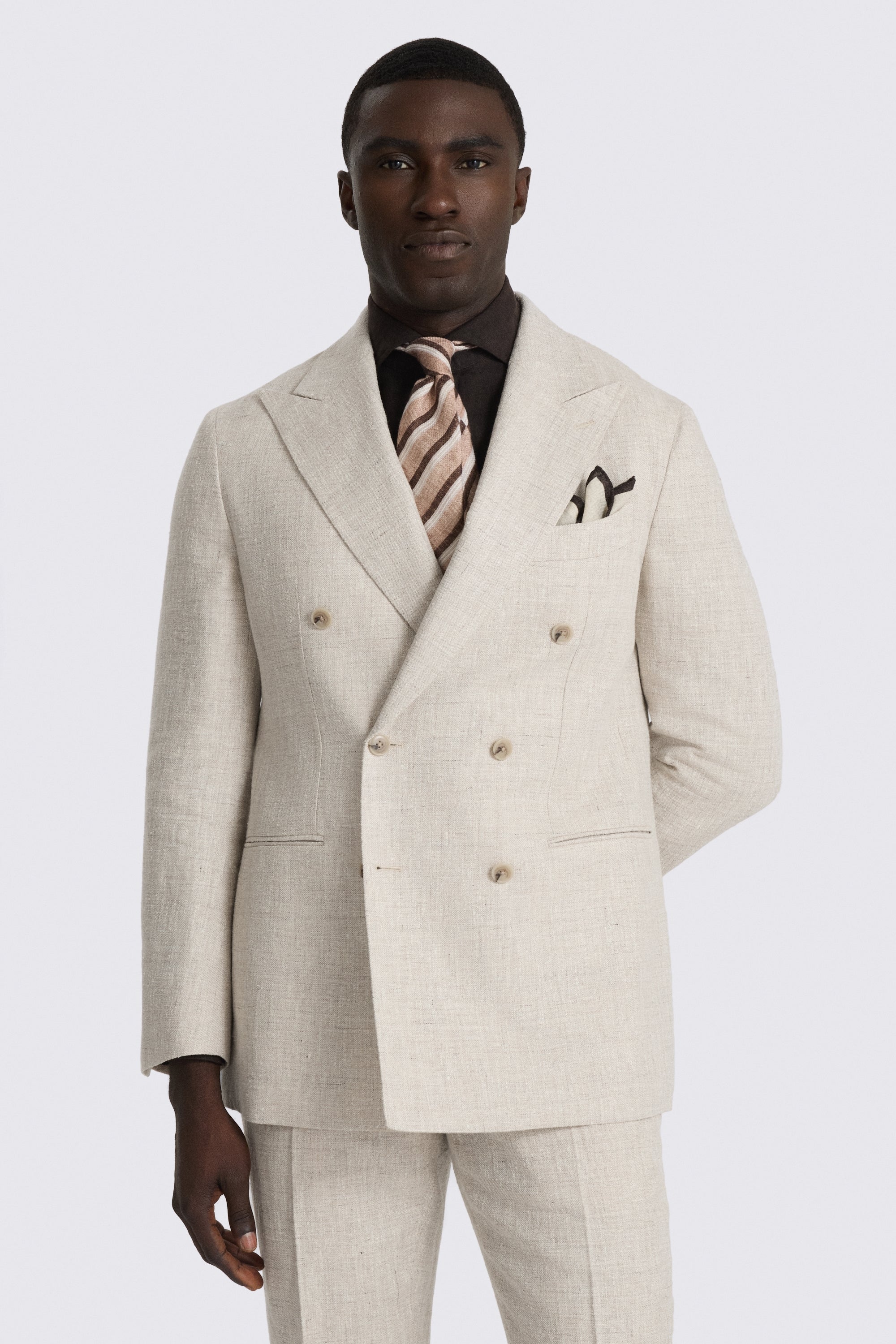 Italian Tailored Fit Neutral Linen-blend Suit