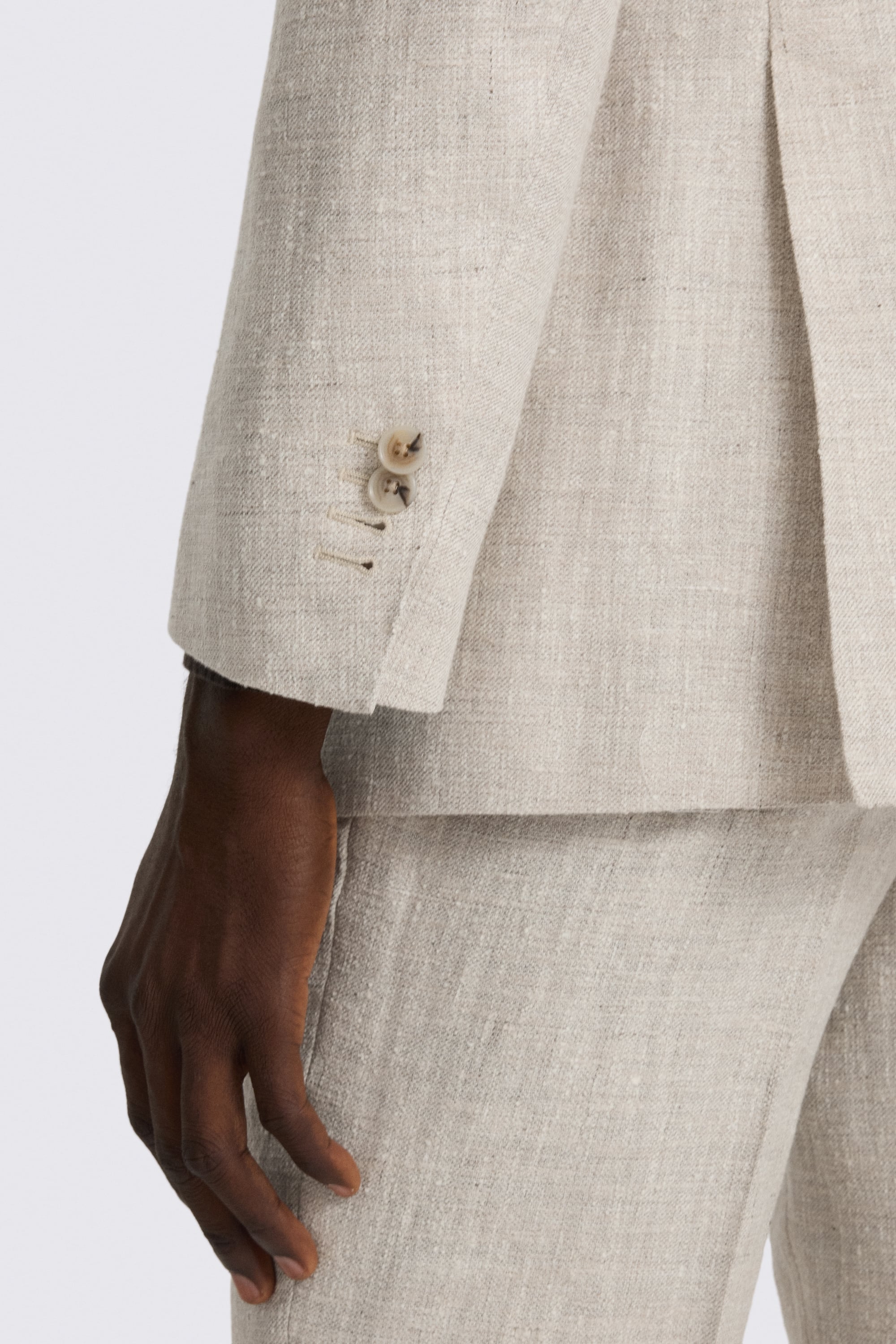 Italian Tailored Fit Neutral Linen-blend Suit