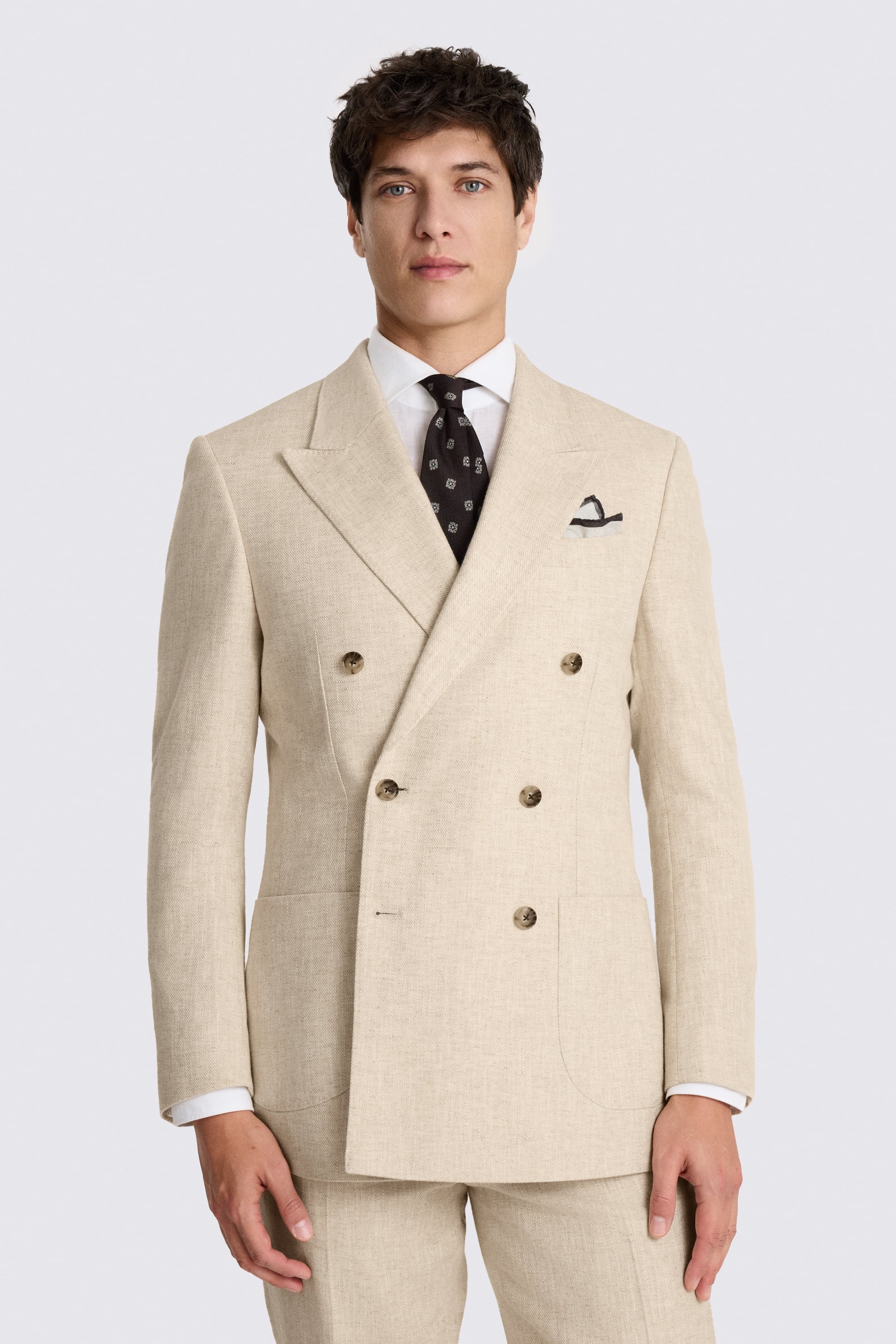 Relaxed Fit Ecru Twill Linen Cotton Suit
