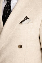 Relaxed Fit Ecru Twill Linen Cotton Suit