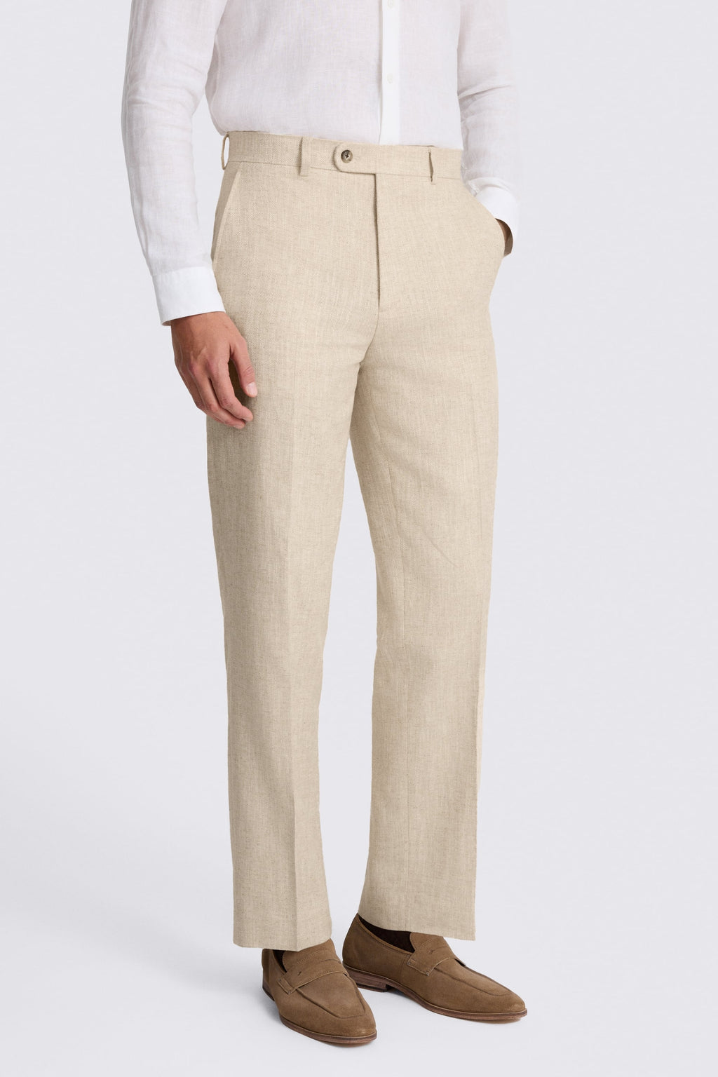 Relaxed Fit Ecru Twill Linen Cotton Suit