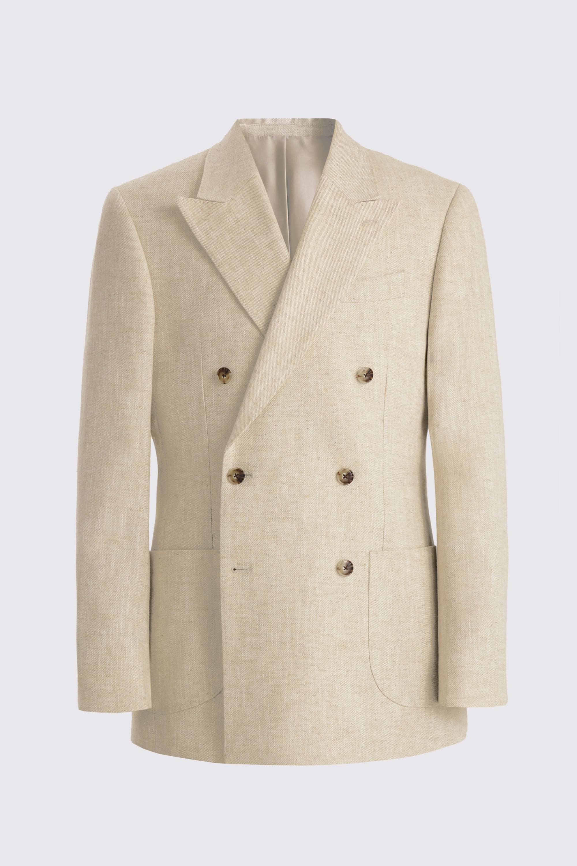 Relaxed Fit Ecru Twill Linen Cotton Suit