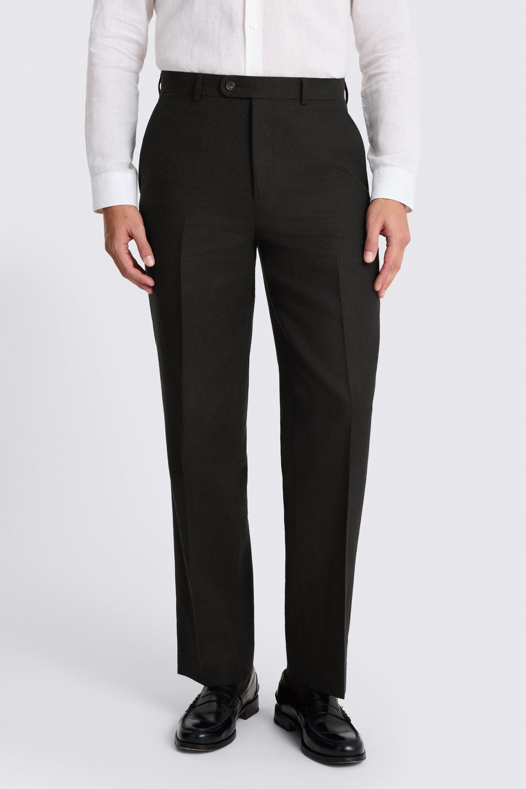 Relaxed Fit Black Twill Linen Cotton Suit