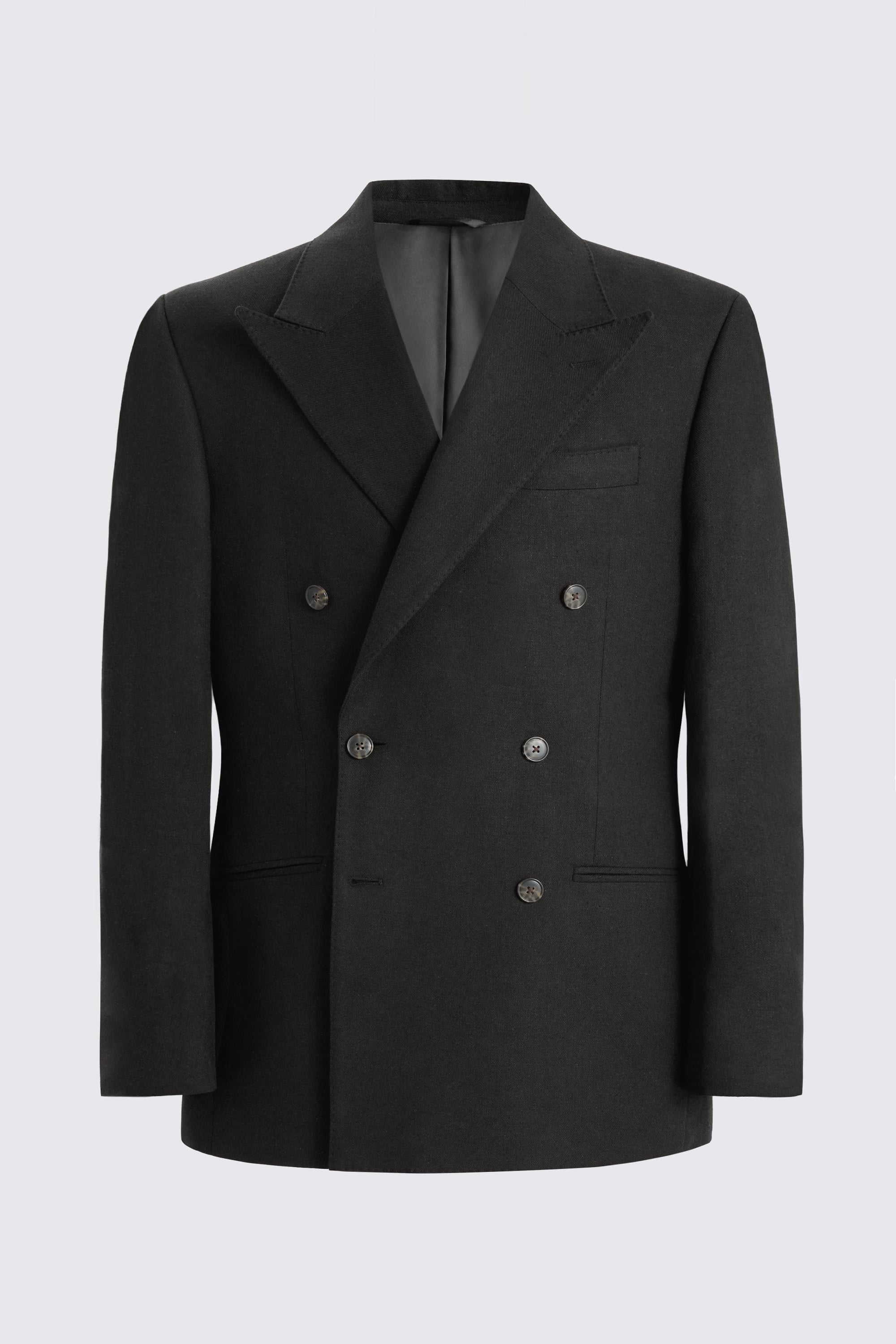Relaxed Fit Black Twill Linen Cotton Suit
