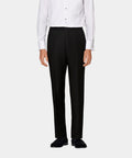 Black Slim Leg Straight Tuxedo Trousers