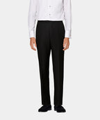 Black Slim Leg Straight Tuxedo Trousers