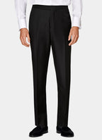 Black Slim Leg Straight Tuxedo Trousers