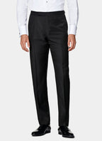 Black Slim Leg Straight Tuxedo Trousers
