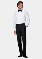 Black Slim Leg Straight Tuxedo Trousers