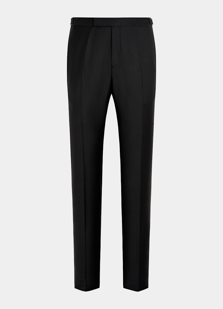 Black Slim Leg Straight Tuxedo Trousers
