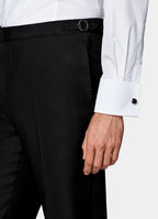Black Straight Leg Tuxedo Trousers