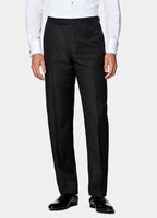 Black Straight Leg Tuxedo Trousers