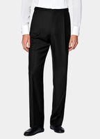 Black Wide Leg Straight Tuxedo Trousers