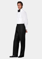 Black Wide Leg Straight Tuxedo Trousers