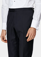 Navy Slim Leg Straight Tuxedo Trousers