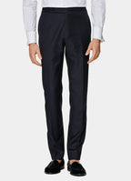 Navy Slim Leg Straight Tuxedo Trousers