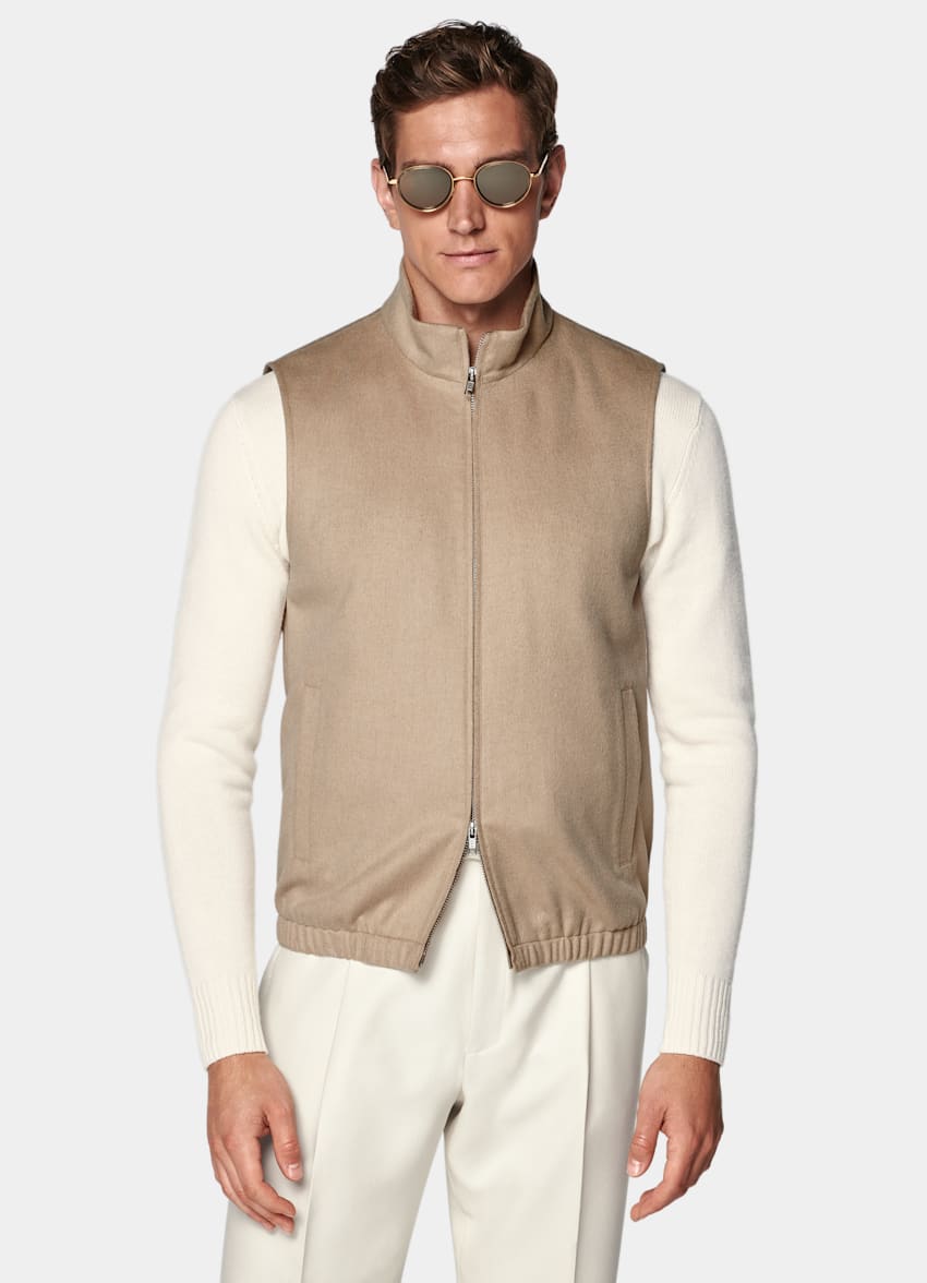 Mid Brown Zip Vest