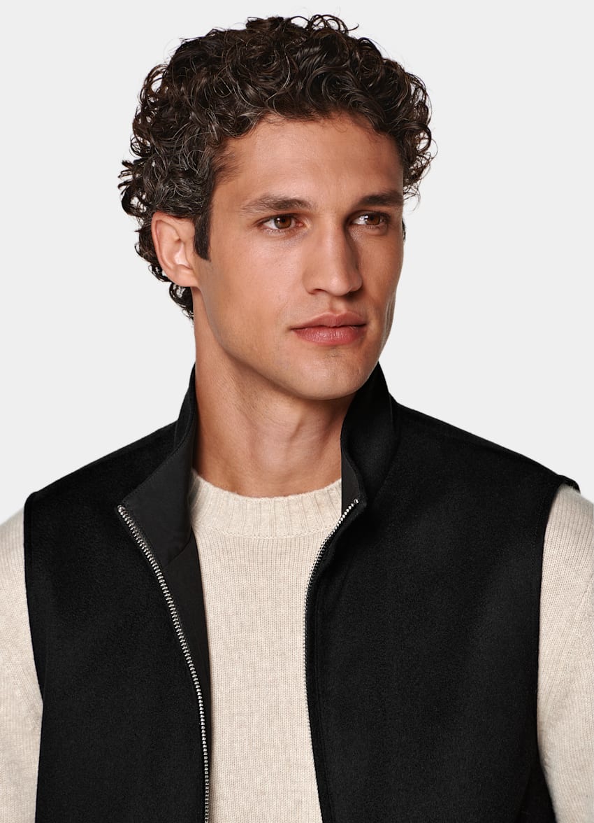 Black Reversible Zip Vest