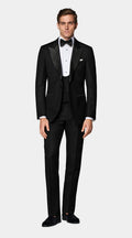 Black Three-Piece Tailored Fit Lazio Tuxedo